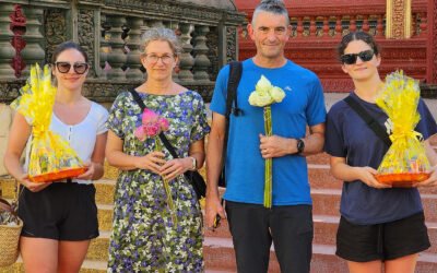 Siem Reap Cambodia Buddhist Water Blessing and Local Market